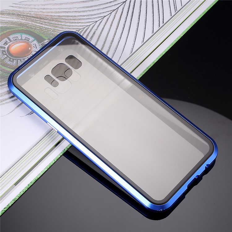 Anti-spy Full Covering Magnetic Metal Frame + Tempered Glass Phone Cover for Samsung Galaxy S8 - Red-19
