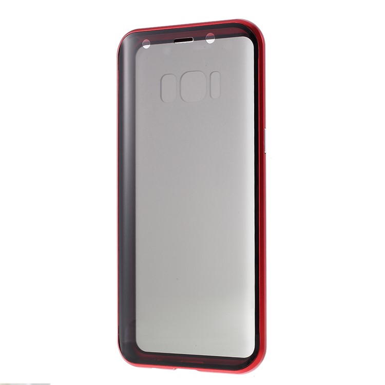 Anti-spy Full Covering Magnetic Metal Frame + Tempered Glass Phone Cover for Samsung Galaxy S8 - Red-3