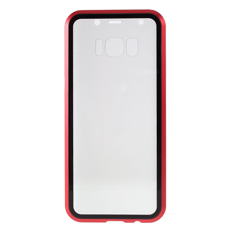 Anti-spy Full Covering Magnetic Metal Frame + Tempered Glass Phone Cover for Samsung Galaxy S8 - Red-4