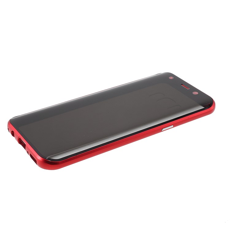 Anti-spy Full Covering Magnetic Metal Frame + Tempered Glass Phone Cover for Samsung Galaxy S8 - Red-7