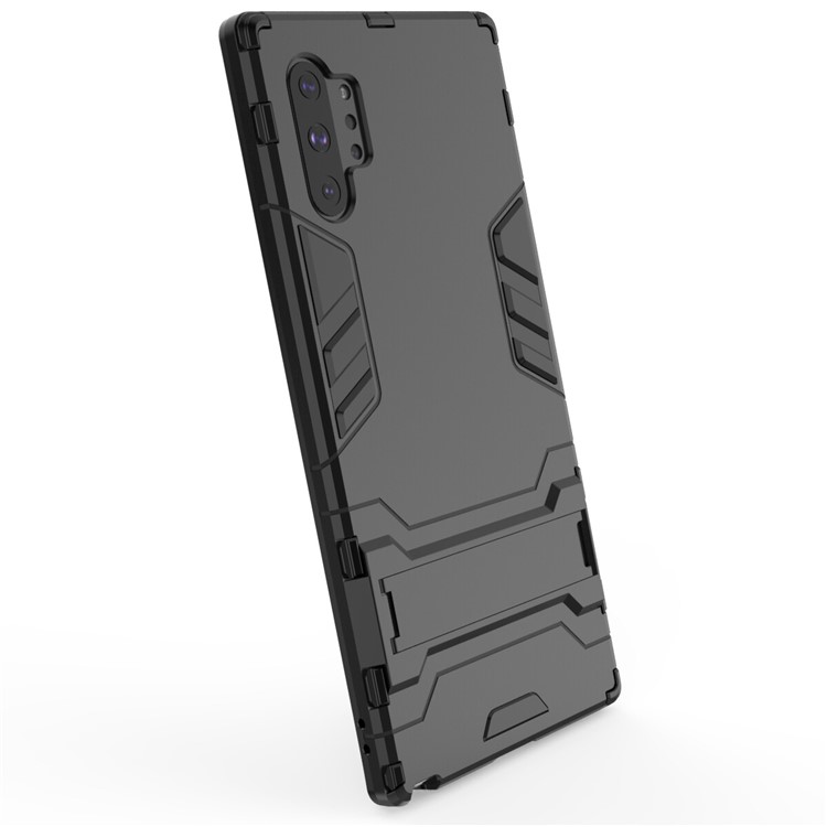 Custodia Ibrida in Plastica + TPU Con Cavalletto Per Samsung Galaxy Note 10 Plus 5G / Nota 10 Plus - Nero