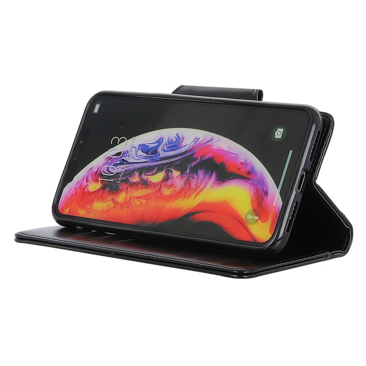 Cool Wallet Stand PU Leather Phone Shell Case for Samsung Galaxy A70s - Black-9