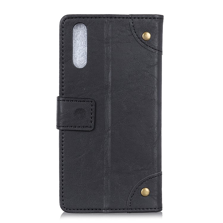 Retro Style Leather Wallet Phone Casing with Stand for Samsung Galaxy A70s - Black-4