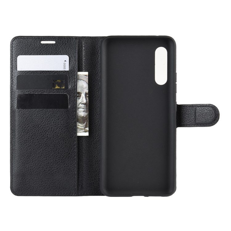 Lichia Carteira De Couro Da Pele Ficar Caso De Capa Para Samsung Galaxy A90 5G - Preto-4
