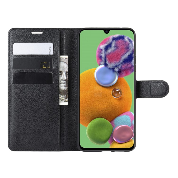 Lichia Carteira De Couro Da Pele Ficar Caso De Capa Para Samsung Galaxy A90 5G - Preto-5