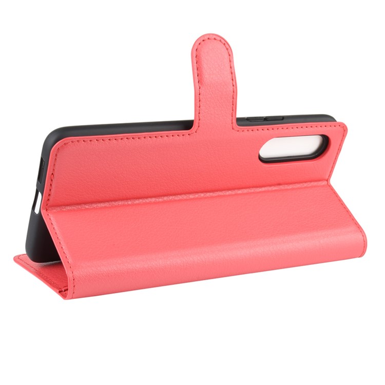 Litchi Skin Wallet Leather Stand Cover Case for Samsung Galaxy A90 5G - Red-5