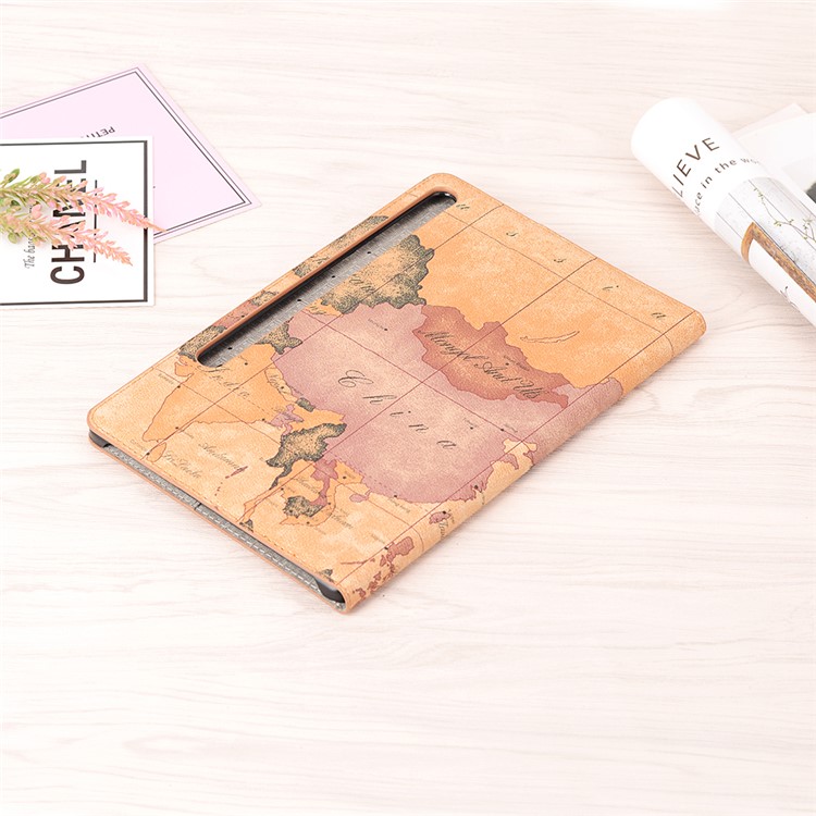 Map Pattern Printing Wallet Stand Leather Tablet Shell for Samsung Galaxy Tab S6 SM-T860 (Wi-Fi)/SM-T865 (LTE) - Brown-10