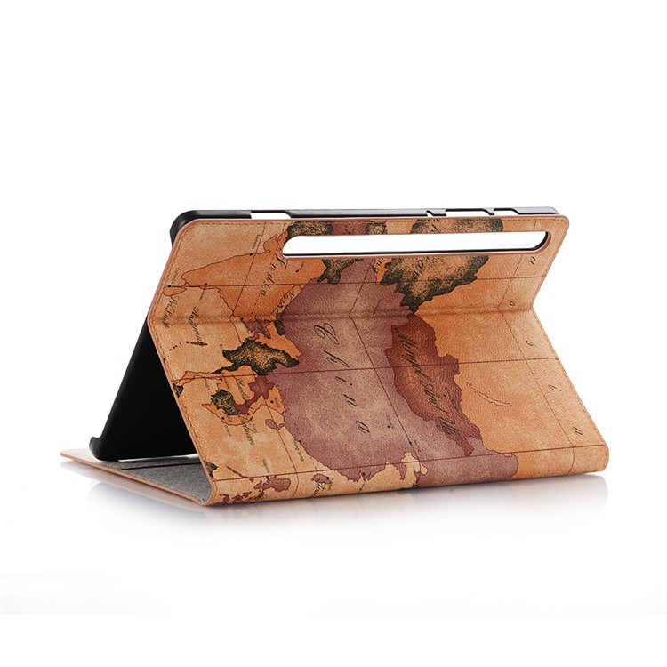 Map Pattern Printing Wallet Stand Leather Tablet Shell for Samsung Galaxy Tab S6 SM-T860 (Wi-Fi)/SM-T865 (LTE) - Brown-4