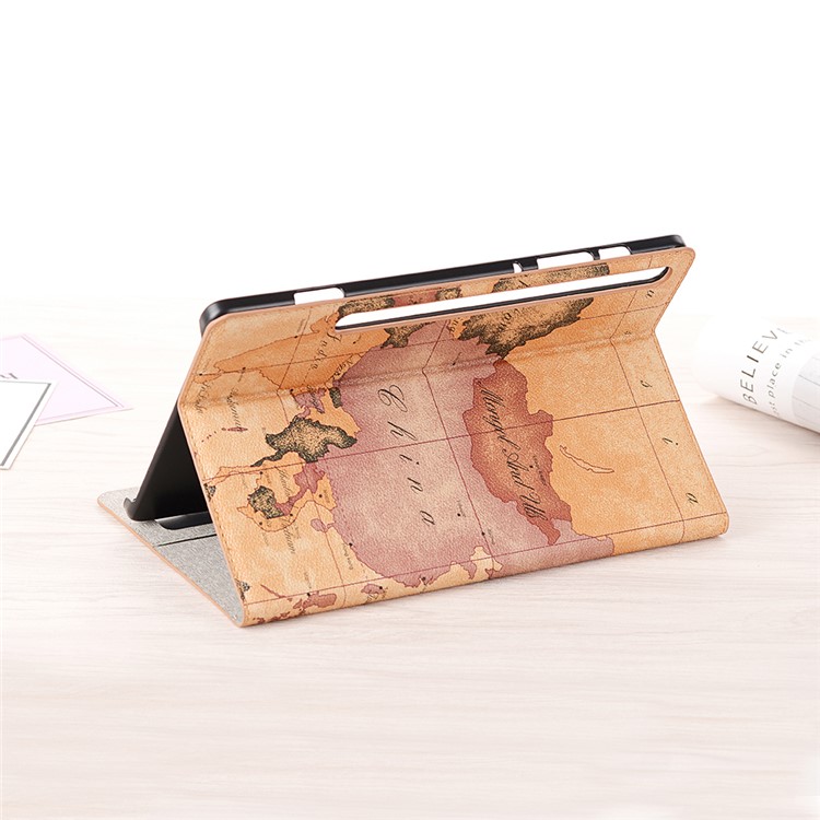 Map Pattern Printing Wallet Stand Leather Tablet Shell for Samsung Galaxy Tab S6 SM-T860 (Wi-Fi)/SM-T865 (LTE) - Brown-8