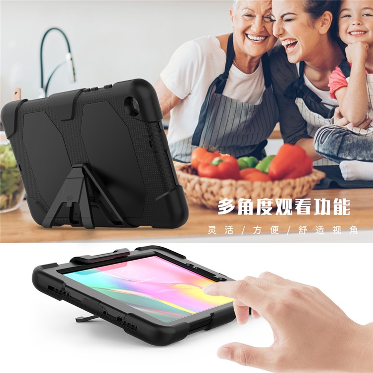 Schocksicherer Kickstand-pc+silikon-tablet-hülle Für Samsung Galaxy Tab A 8.0 Wi-Fi (2019) SM-T290/T295 - Schwarz