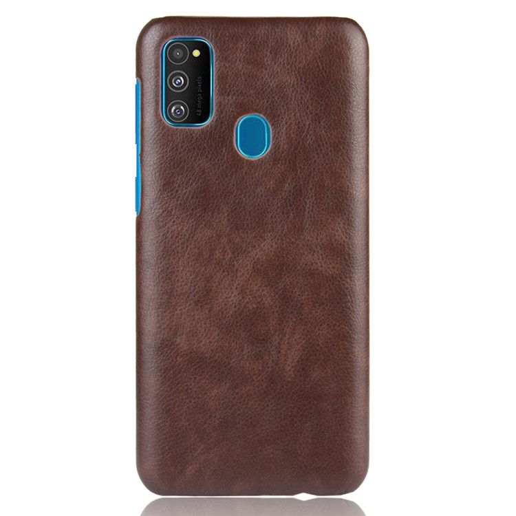 Litchi Texture PU Leather Coated PC Case for Samsung Galaxy M30s - Brown-2