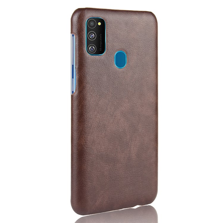 Litchi Texture PU Leather Coated PC Case for Samsung Galaxy M30s - Brown-3