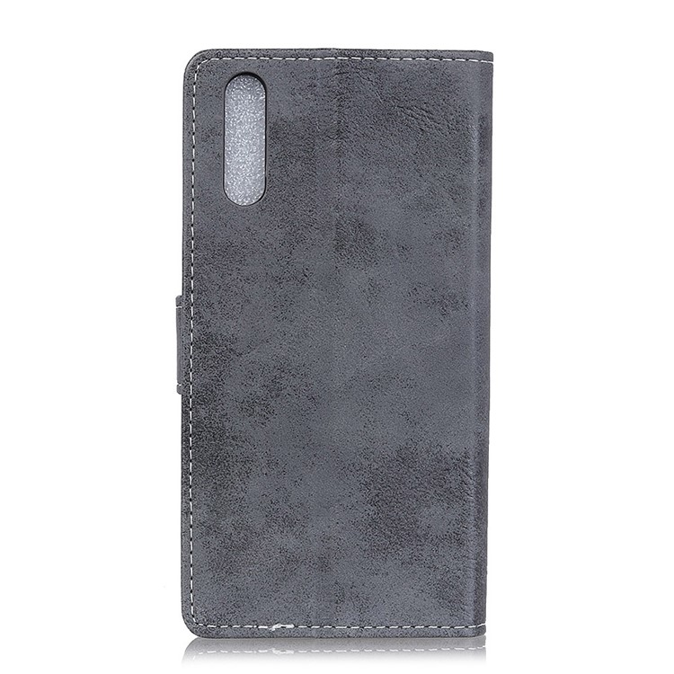 Vintage Style Leather Wallet Stand Phone Case for Samsung Galaxy A70s - Grey-10