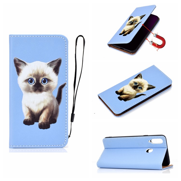 

Pattern Printing PU Leather TPU Stand Phone Shell for Samsung Galaxy A10s - Cat, Galaxy A10s