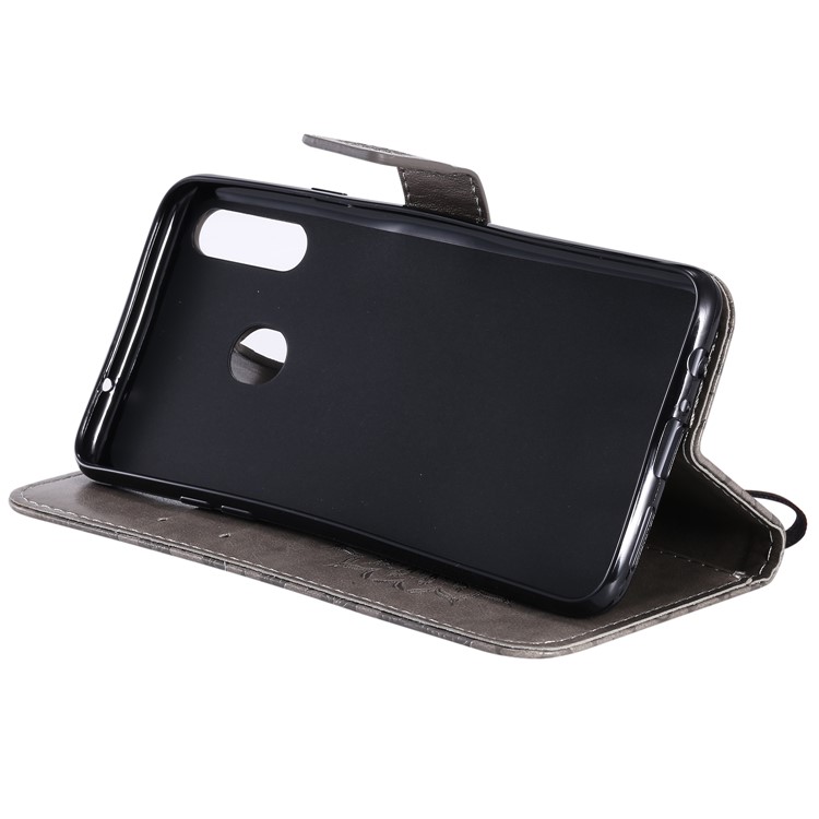 Motif De Tournesol Empreinte Portefeuille Support Couverture En Cuir Avec Rabat Cordon Pour Samsung Galaxy A20S - Gris-8