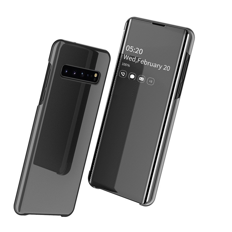 

View Window Plated Mirror Surface Leather Stand Case for Samsung Galaxy S10 5G - Black, Galaxy S10 5G