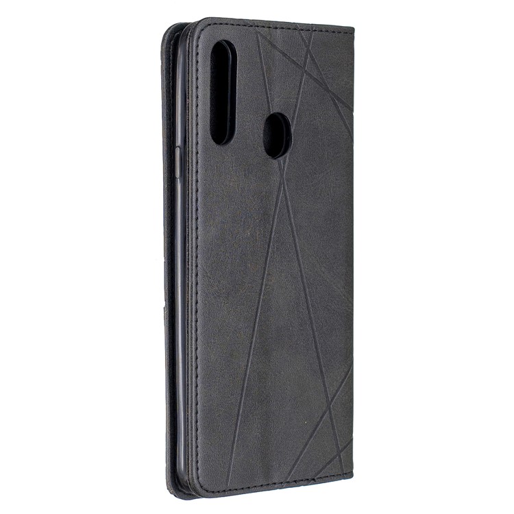Caja Del Teléfono Titular De La Tarjeta De Cuero Patrón Geométrico Con La Cáscara Del Soporte Para Samsung Galaxy A20S - Negro-3