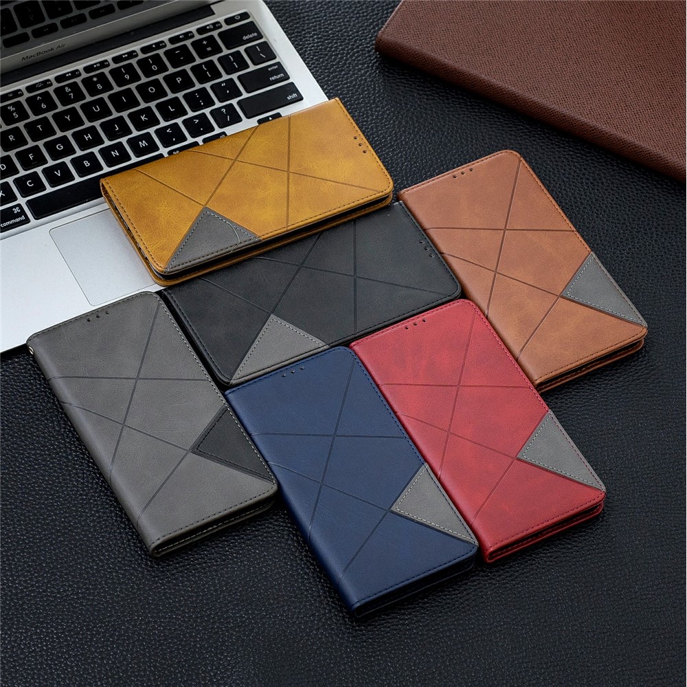 Geometric Pattern Stand Leather Card Holder Case for Samsung Galaxy A10s - Black-10