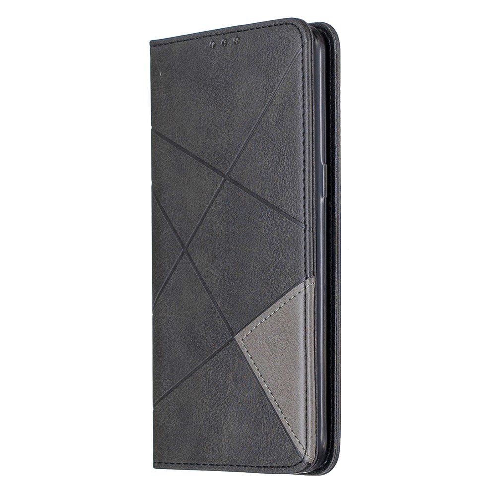 Geometric Pattern Stand Leather Card Holder Case for Samsung Galaxy A10s - Black-2