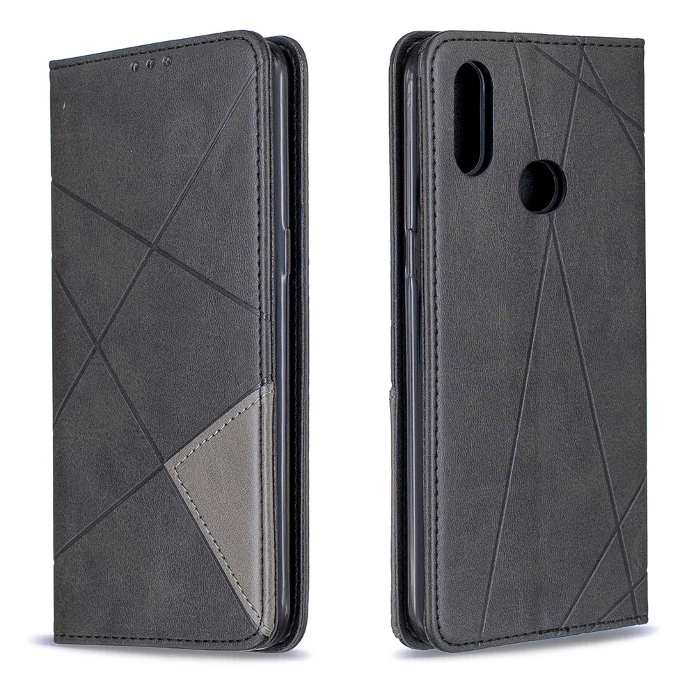 Geometric Pattern Stand Leather Card Holder Case for Samsung Galaxy A10s - Black-4