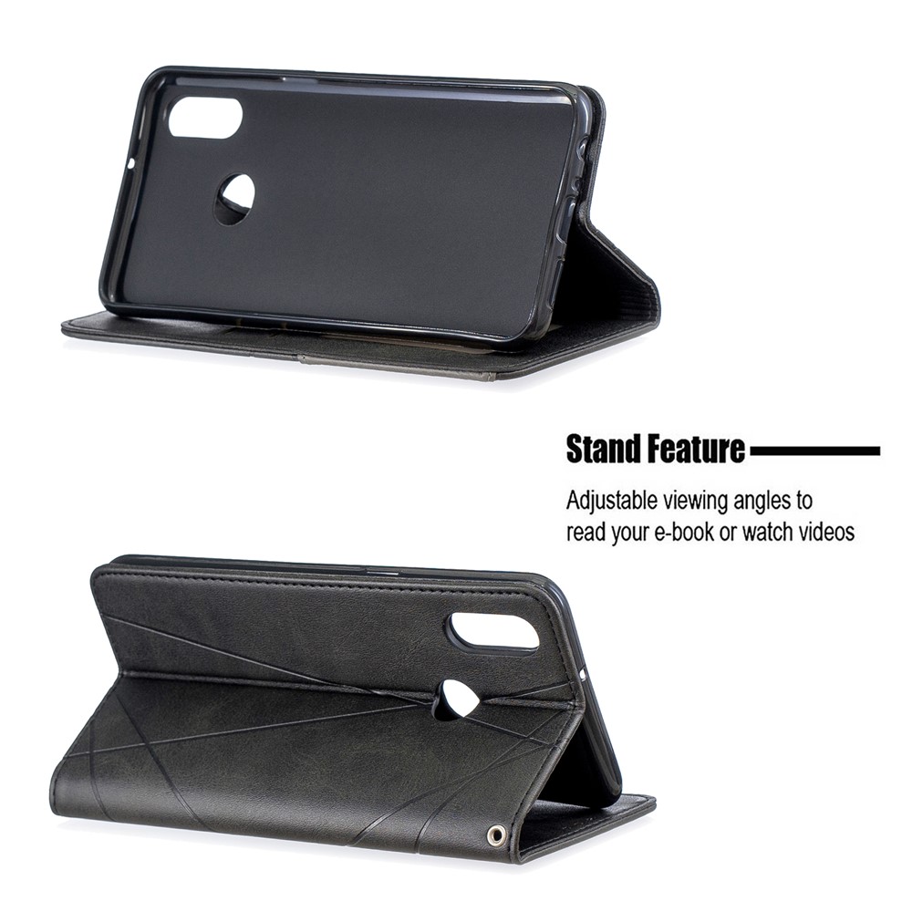 Geometric Pattern Stand Leather Card Holder Case for Samsung Galaxy A10s - Black-5