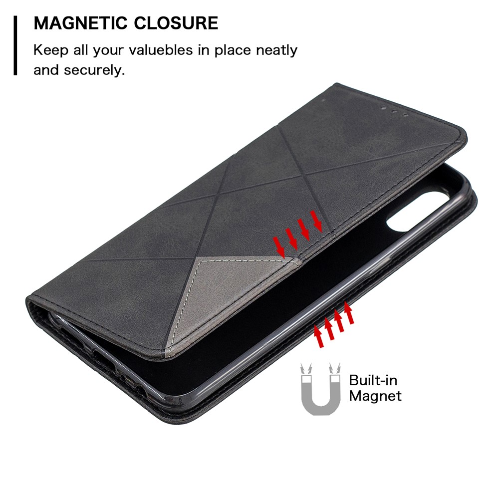 Geometric Pattern Stand Leather Card Holder Case for Samsung Galaxy A10s - Black-6
