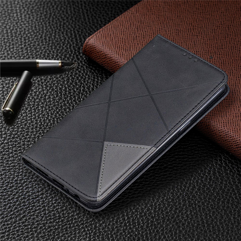 Geometric Pattern Stand Leather Card Holder Case for Samsung Galaxy A10s - Black-8