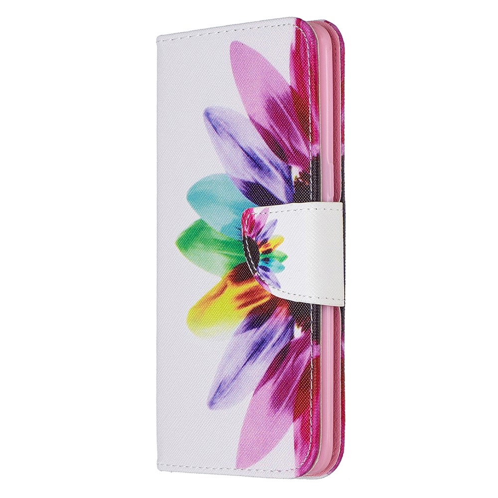 Pattern Printing PU Leather Stand Phone Shell with Wallet Case for Samsung Galaxy A10s - Petals Pattern-2