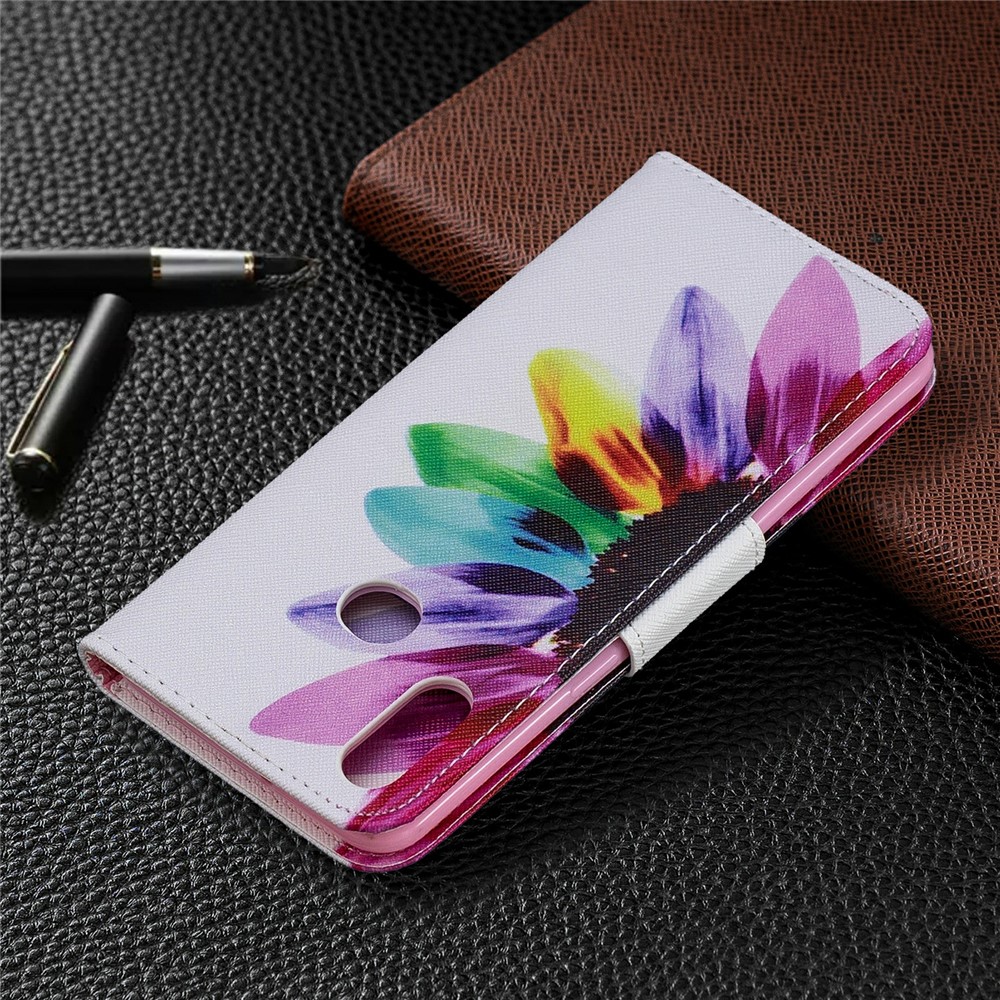 Pattern Printing PU Leather Stand Phone Shell with Wallet Case for Samsung Galaxy A10s - Petals Pattern-8