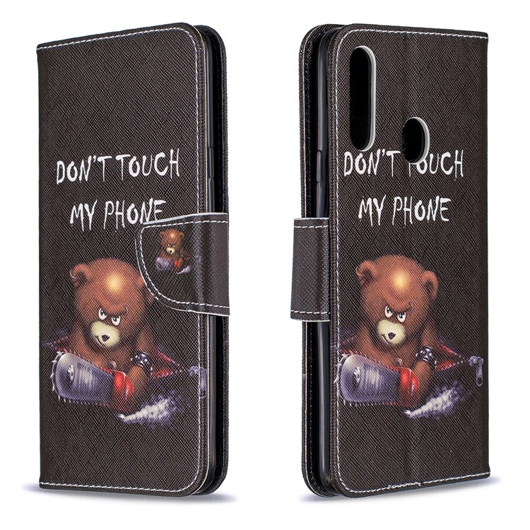 Printing PU Leather Flip Stand Cell Shell for Samsung Galaxy A20s - Fierce Bear-4