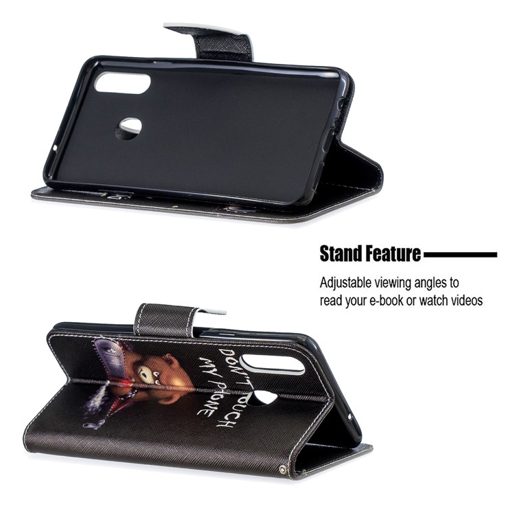 Printing PU Leather Flip Stand Cell Shell for Samsung Galaxy A20s - Fierce Bear-5
