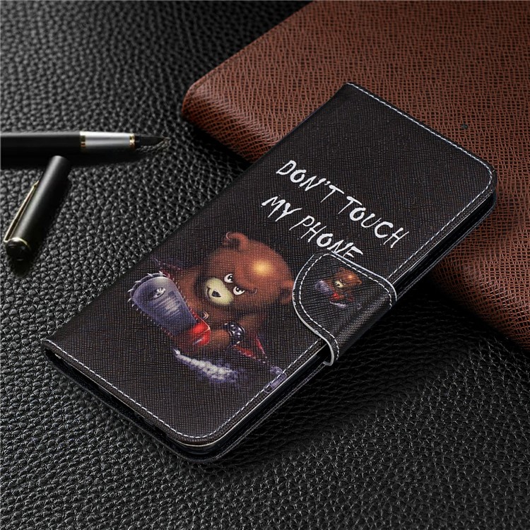 Printing PU Leather Flip Stand Cell Shell for Samsung Galaxy A20s - Fierce Bear-7