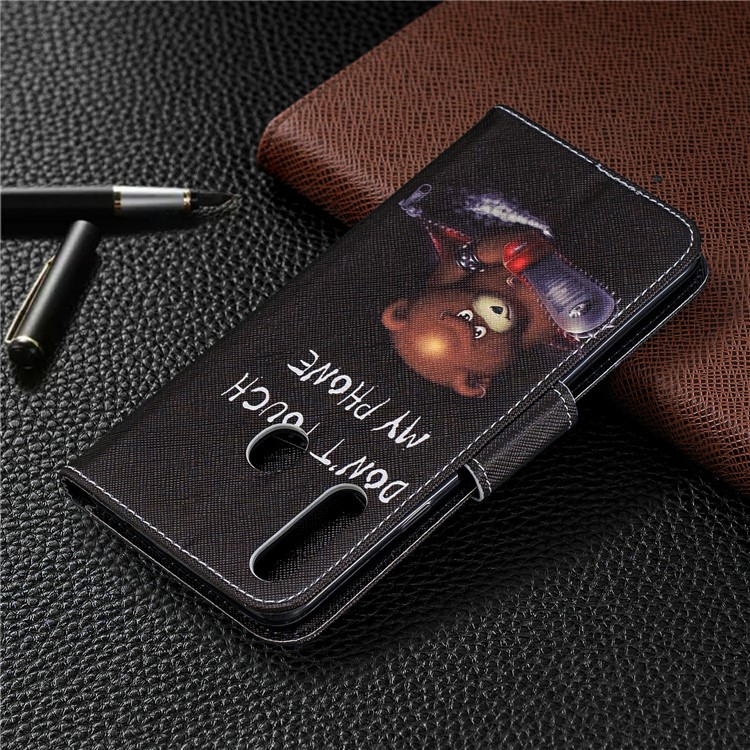 Printing PU Leather Flip Stand Cell Shell for Samsung Galaxy A20s - Fierce Bear-8