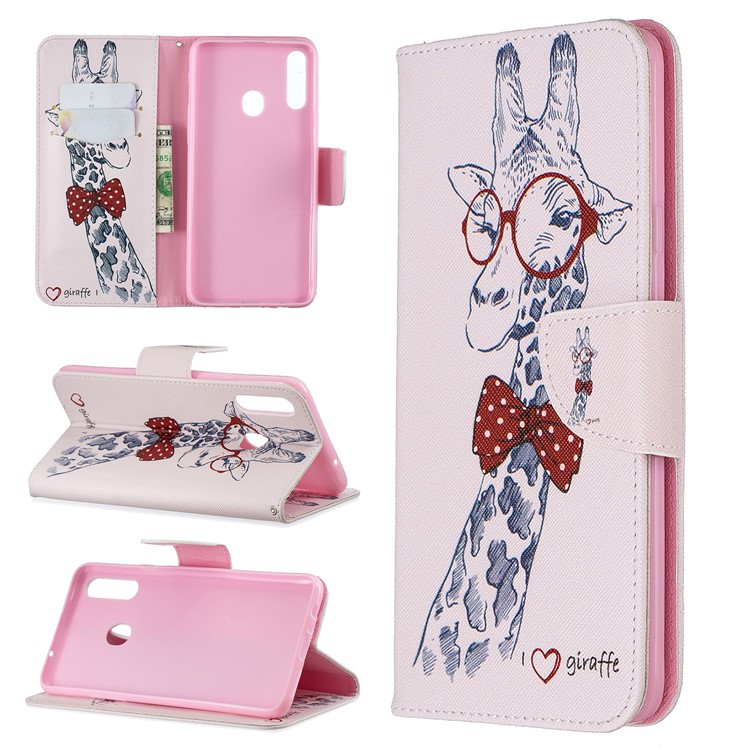 

Printing PU Leather Flip Stand Cell Shell for Samsung Galaxy A20s - Giraffe, Galaxy A20s