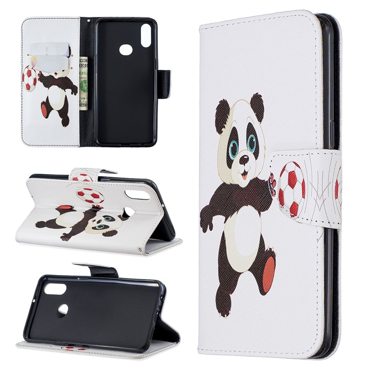 

Pattern Printing Wallet Leather Stand Cover for Samsung Galaxy A10s - Football Panda, Galaxy A10s