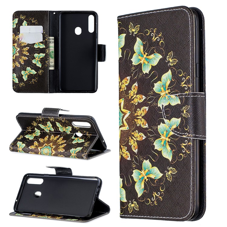 

Pattern Printing Leather Wallet Case for Samsung Galaxy A20s - Colorized Butterfly, Galaxy A20s