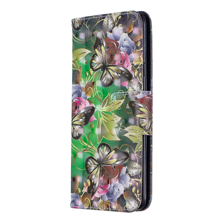 Printing Leather Wallet Cell Shell for Samsung Galaxy A20s - Banana Leaf-2