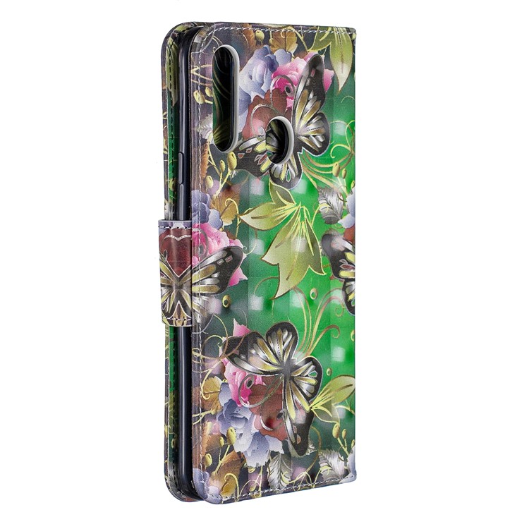 Printing Leather Wallet Cell Shell for Samsung Galaxy A20s - Banana Leaf-3