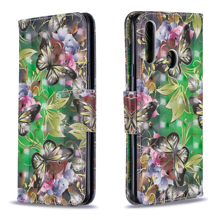 Printing Leather Wallet Cell Shell for Samsung Galaxy A20s - Banana Leaf-4