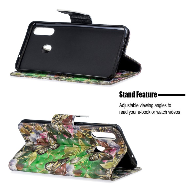 Printing Leather Wallet Cell Shell for Samsung Galaxy A20s - Banana Leaf-5