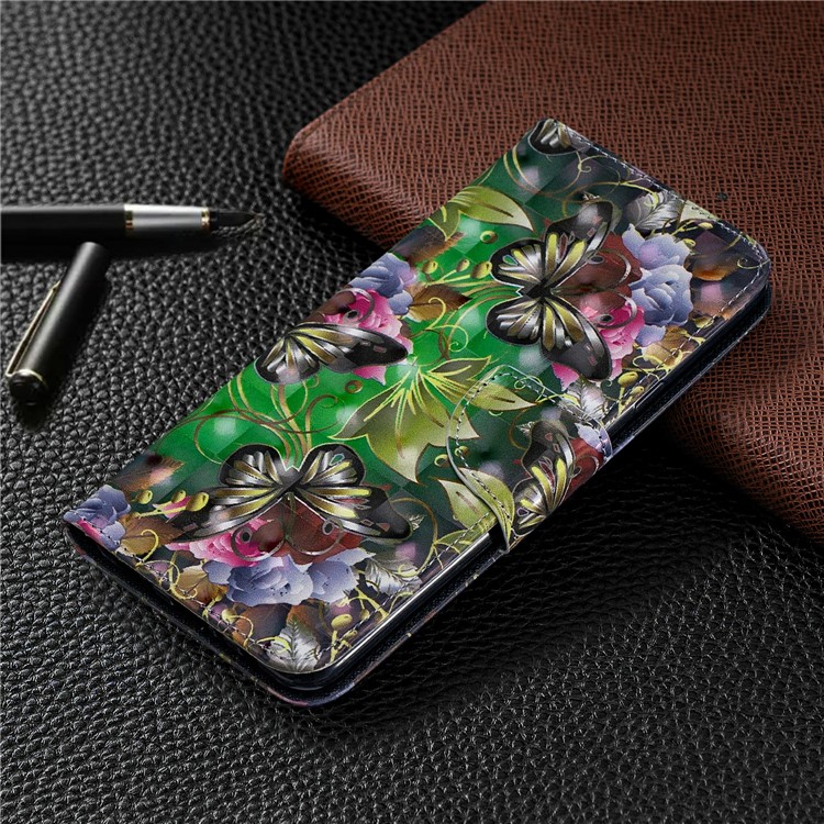 Printing Leather Wallet Cell Shell for Samsung Galaxy A20s - Banana Leaf-7