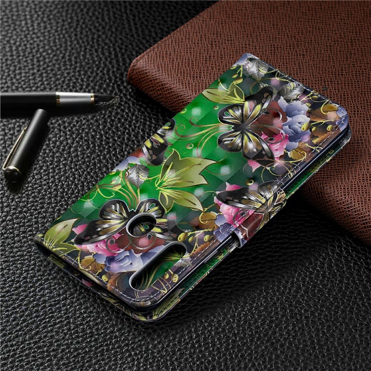 Printing Leather Wallet Cell Shell for Samsung Galaxy A20s - Banana Leaf-8