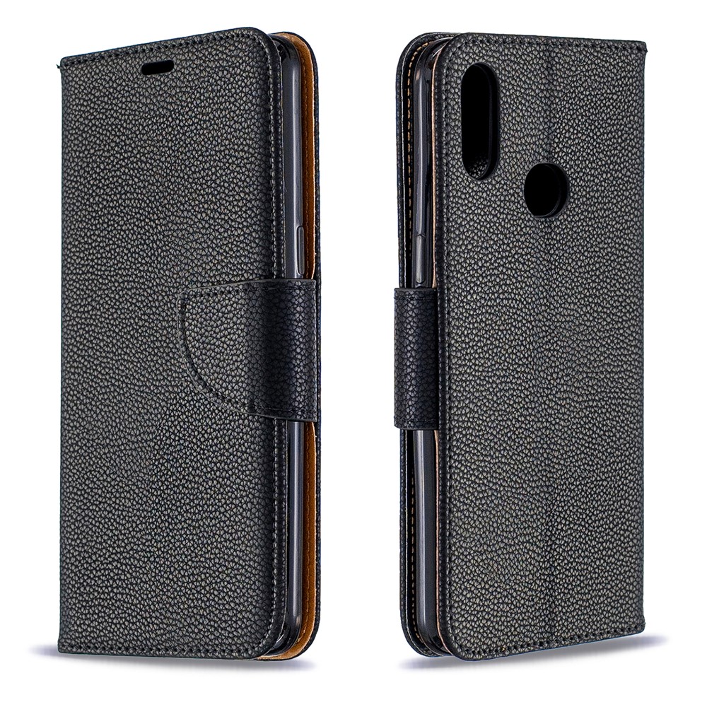 Litchi Skin Leather Willet Stand Case Para Samsung Galaxy A10s - Negro