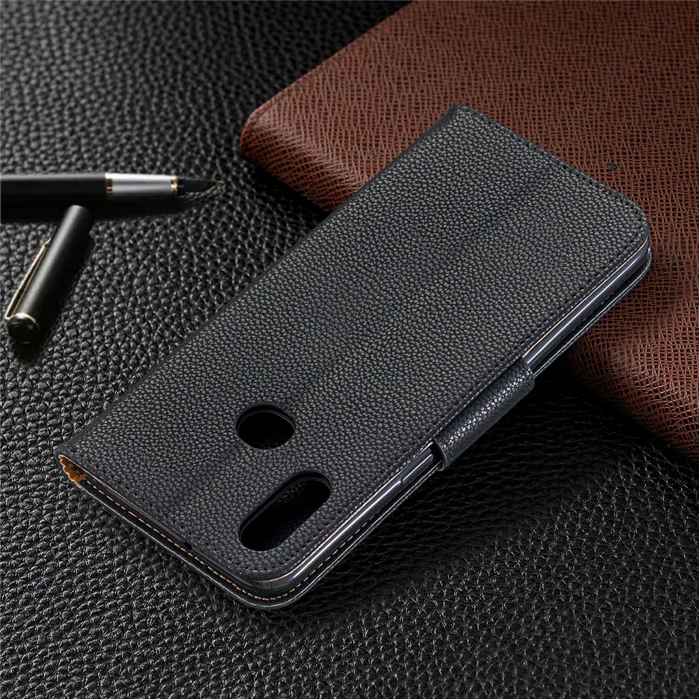 Litchi Skin Leather Wallet Stand Case for Samsung Galaxy A10s - Black-8