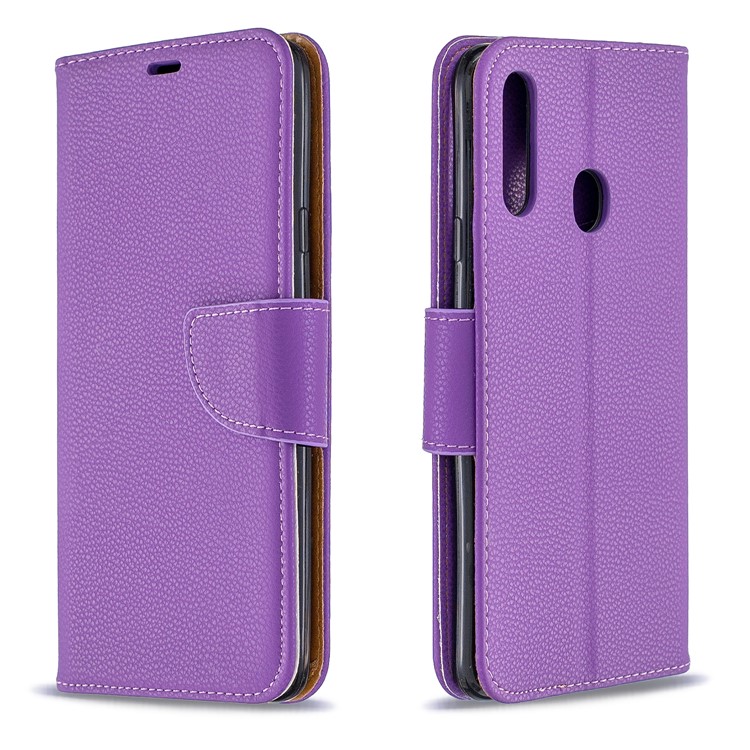 Carpeta De La Caja Del Cuero Del Soporte De La Piel De Litchi De La Galaxia De Samsung A20S - Púrpura-4