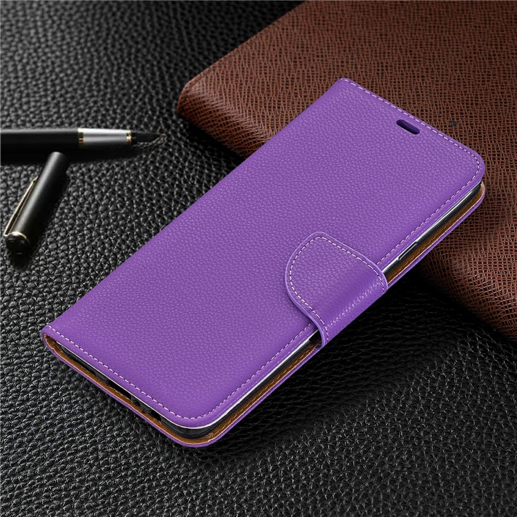Carpeta De La Caja Del Cuero Del Soporte De La Piel De Litchi De La Galaxia De Samsung A20S - Púrpura-7