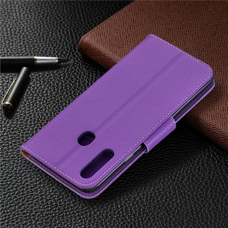 Carpeta De La Caja Del Cuero Del Soporte De La Piel De Litchi De La Galaxia De Samsung A20S - Púrpura-8