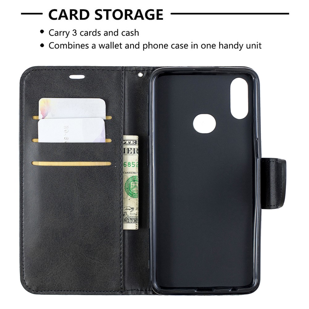 PU Leather Wallet Stand Case for Samsung Galaxy A10s - Black-6