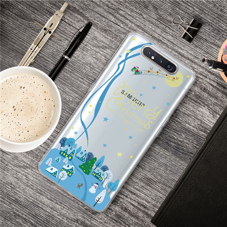 Pattern Printing TPU Phone Casing for Samsung Galaxy A80/Galaxy A90 - Houses and Trees-2
