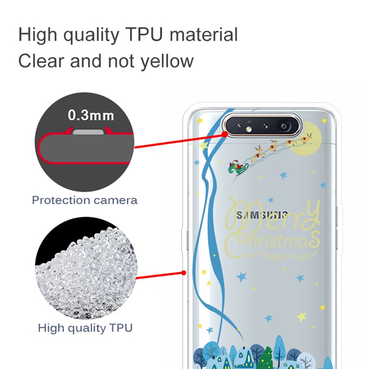 Pattern Printing TPU Phone Casing for Samsung Galaxy A80/Galaxy A90 - Houses and Trees-3